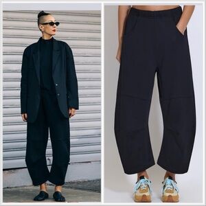 Roucha Penn Fleece Sweatpants Black Tapered Cropped Medium Short (BB) Barrel Leg